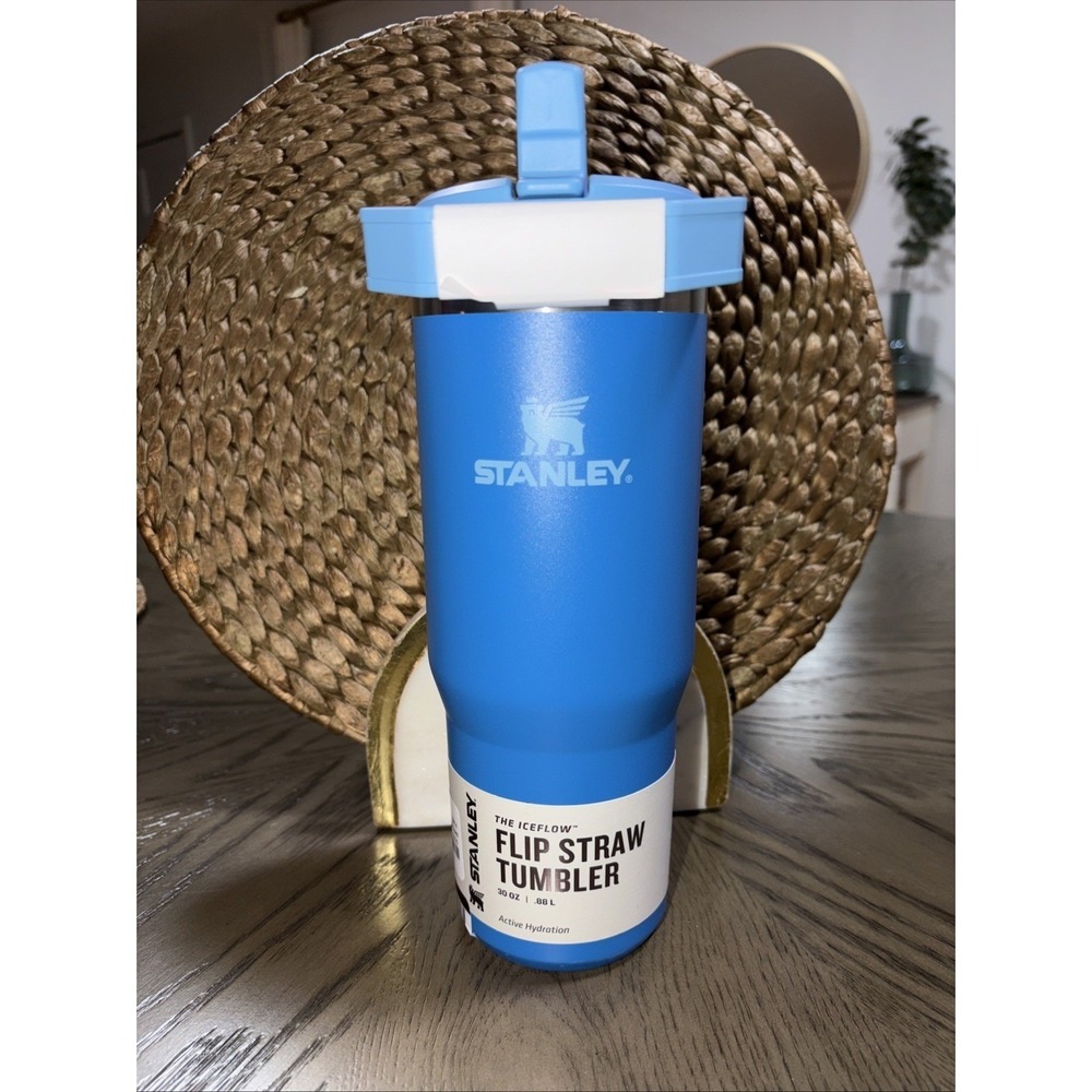 Stanley 30 oz‎ NWT RARE LIMITED EDT Stainless Steel IceFlow Straw Tumbler Azure - Picture 2 of 8